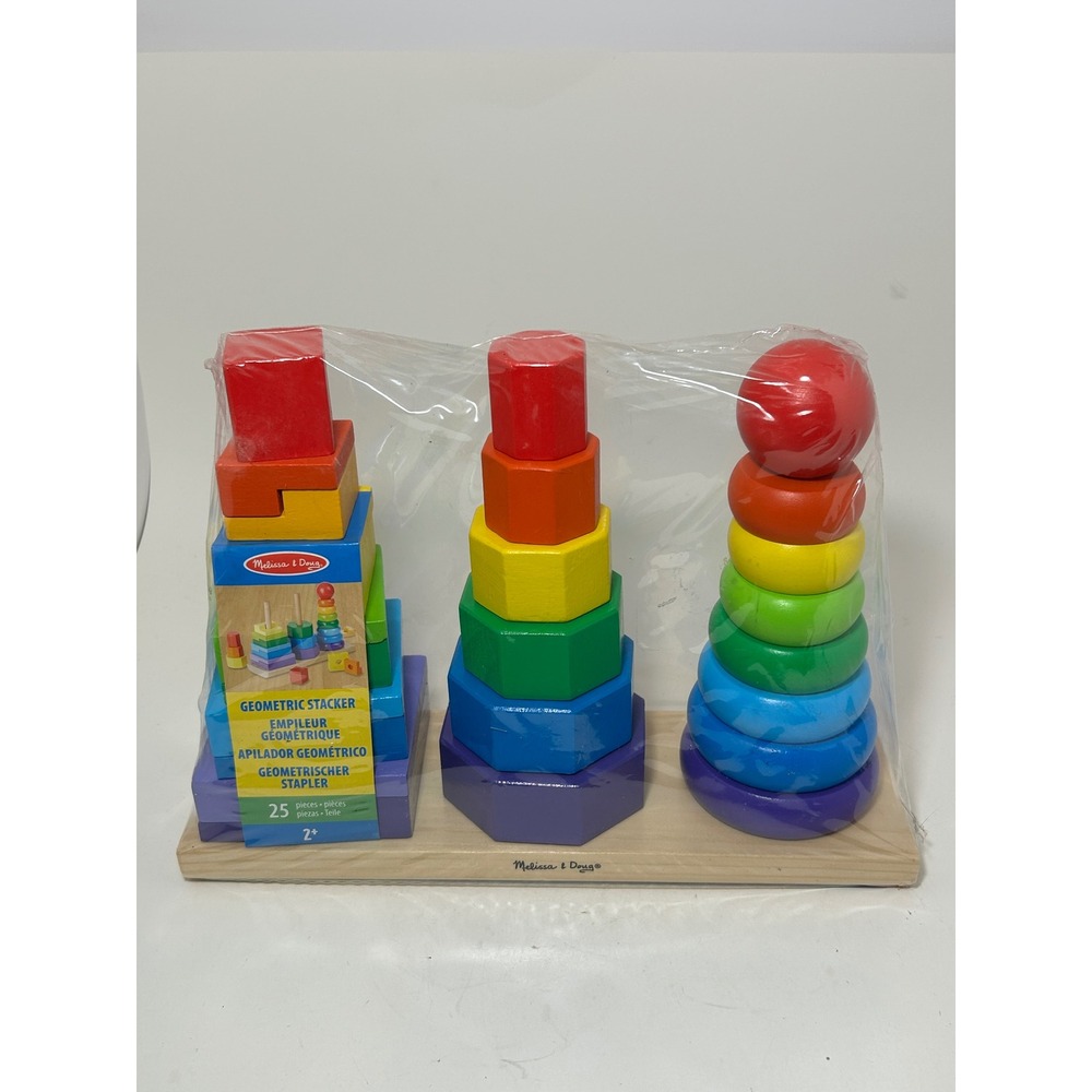 Melissa & Doug Geometric Stacker Wooden Educational Stacking Toy 25 Pieces 2+